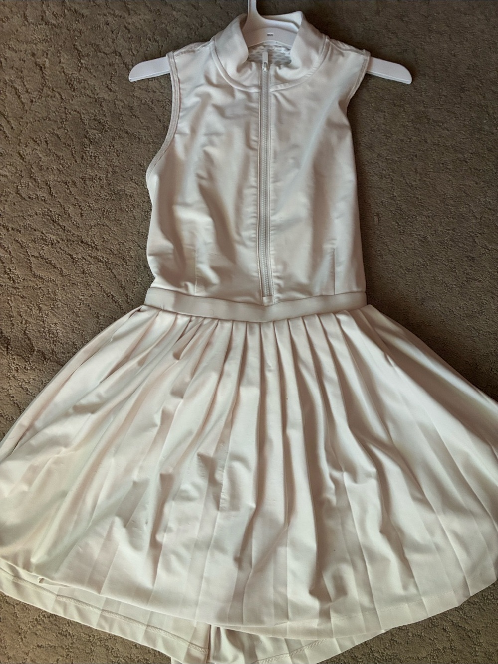 Prince Pickleball offWhite Sleeveless Pleated Dress